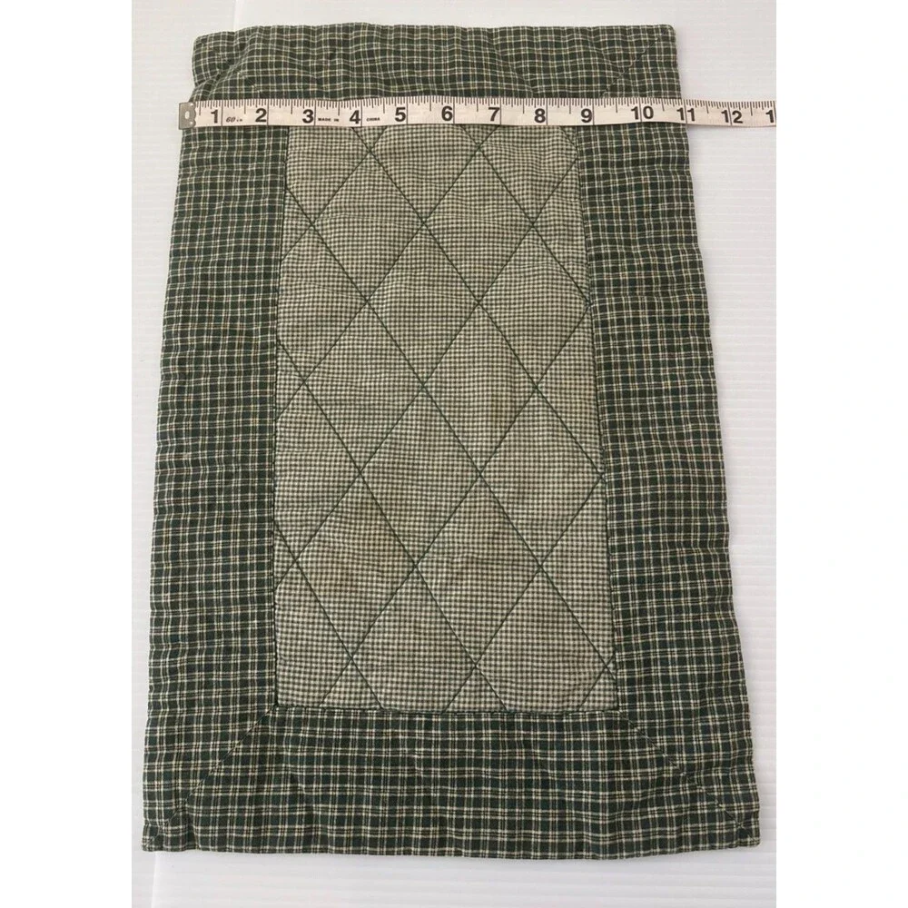 Green Gingham Check Diamond Quilted Placemats Cottagecore Farmhouse Decor